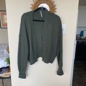 Free People Found My Friend Cardi in Pine Green